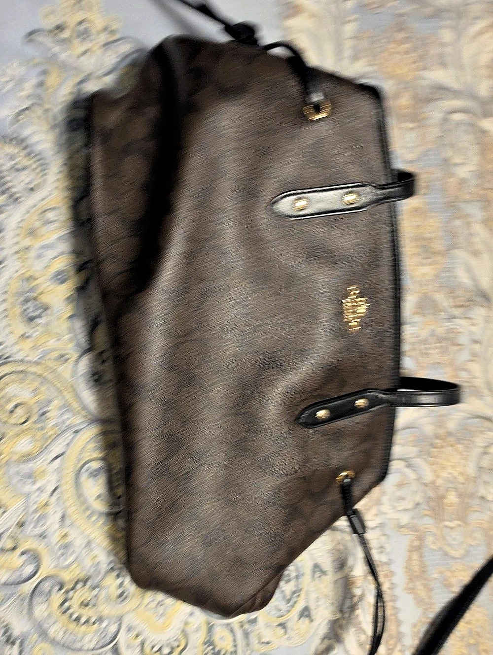 Coach Central Tote With Zip In Signature Canvas Brown & Black